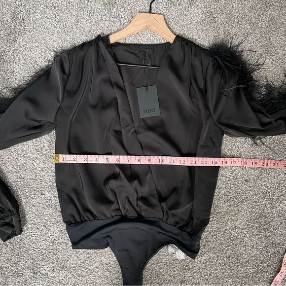 REVOLVE, NBD RAJAH BLACK FEATHER BODYSUIT - Picture 8 of 8